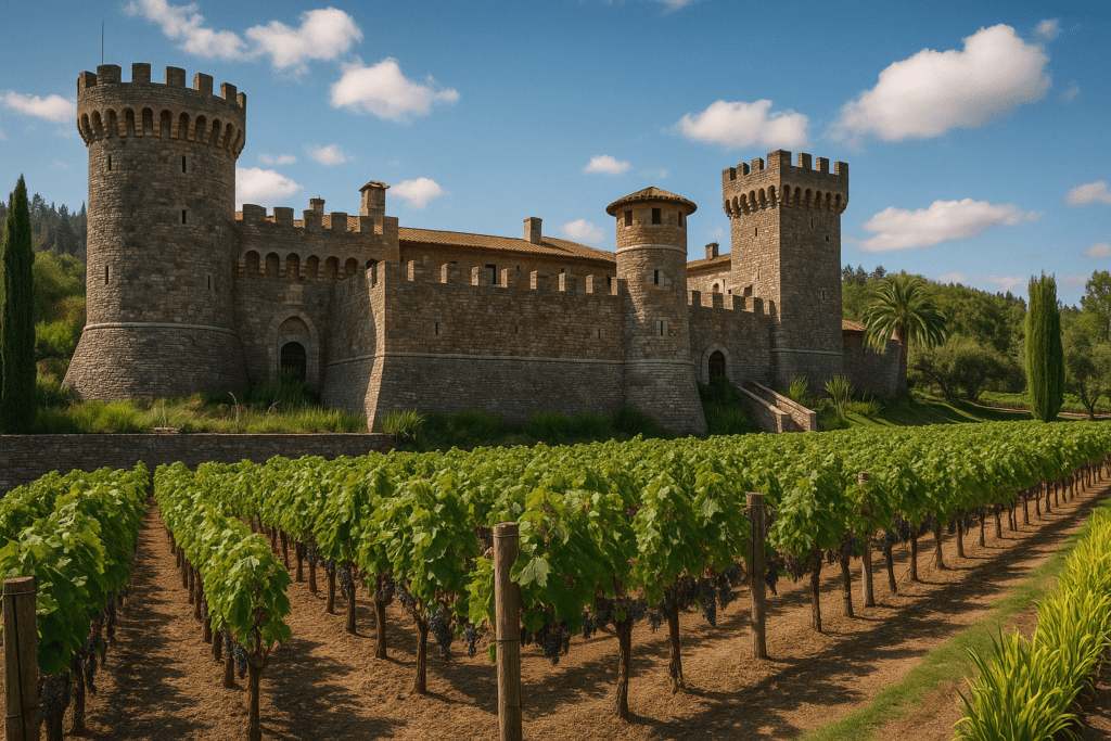 A realistic image of a European-style castle winery