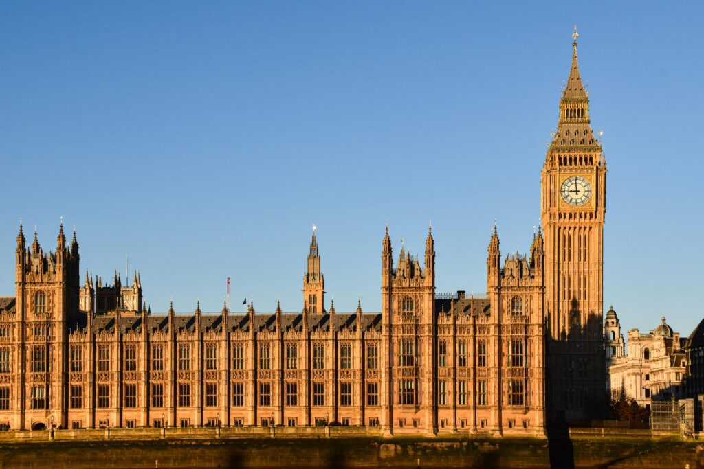 Big Ben and Westminster Palace at Sunset in London