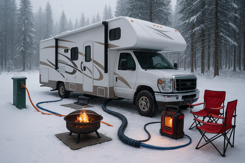 winter rv campsite setup essentials 2026