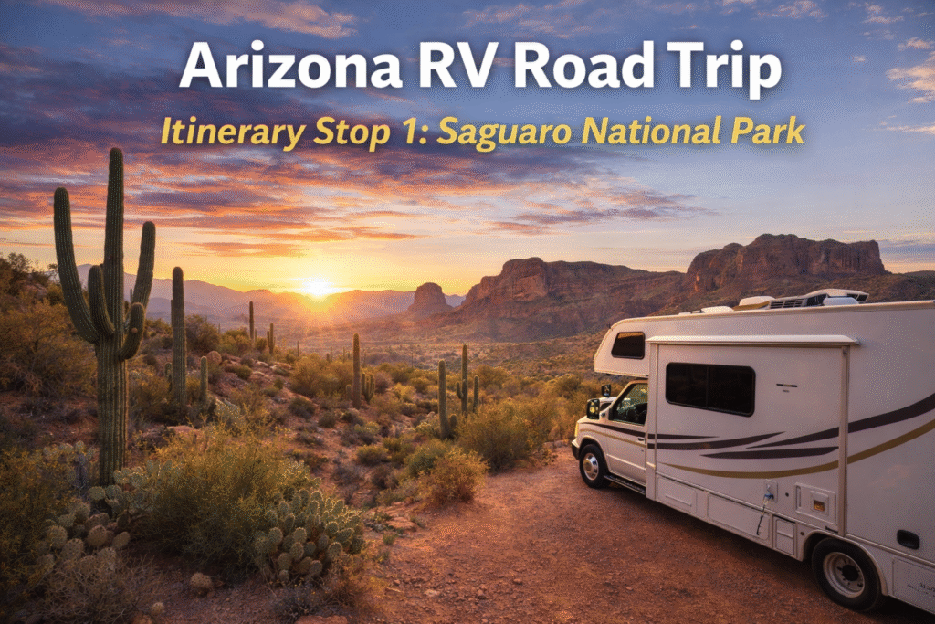 Saguaro NP Arizona RV road trip itinerary map covering Sedona and Grand Canyon